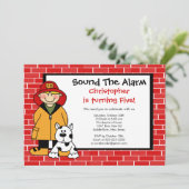 Dalmatiner Fireman Boy Geburtstagsparty Einladung (Stehend Vorderseite)