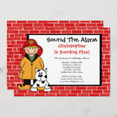 Dalmatiner Fireman Boy Geburtstagsparty Einladung (Vorne/Hinten)