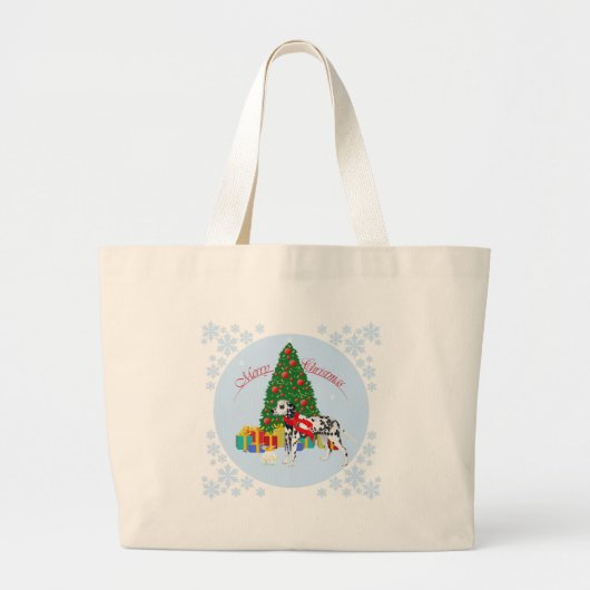 Dalmatiner Frohe Weihnachten Jumbo Stoffbeutel (Vorne)