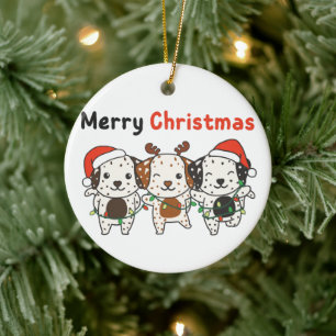 Dalmatiner Frohe Weihnachten Niedliche Hunde Urlau Keramik Ornament