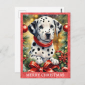 Dalmatiner Frohe Weihnachten Niedlicher Welpenhund Postkarte (Vorne/Hinten)