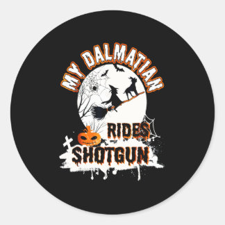 Dalmatiner-Geschenk | Mein Dalmatiner fährt Shotgu Runder Aufkleber