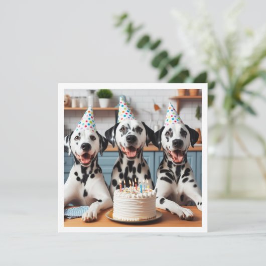 Dalmatiner Grußkarte, Dalmatiner Geburtstag Einladung (Stehend Vorderseite)
