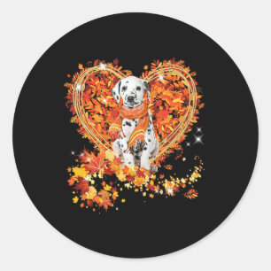 Dalmatiner Hallo Herbst Hund Blätter Herbst Herbst Runder Aufkleber