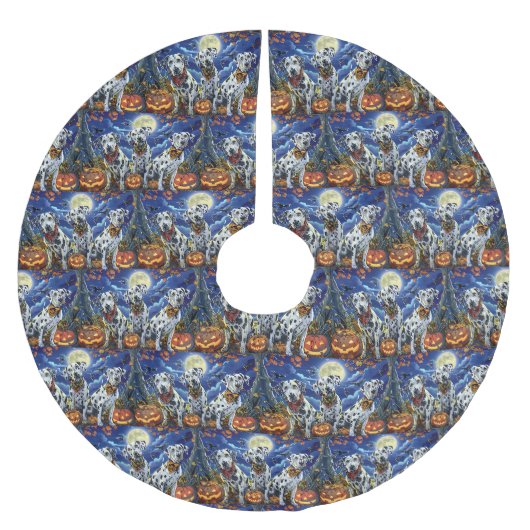 Dalmatiner Halloween Gruselig Polyester Weihnachtsbaumdecke (Vorderseite)