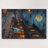 Dalmatiner-Halloween-Kunst im gespenstischen Feuer Puzzle (Horizontal)