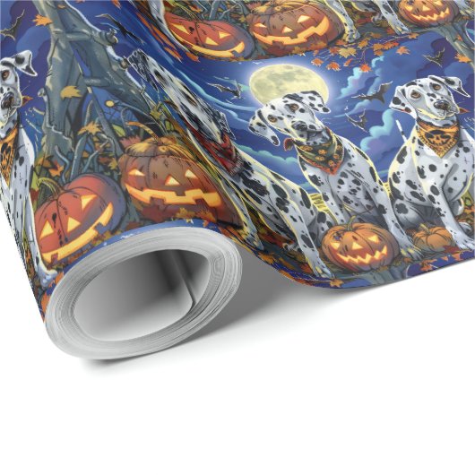 Dalmatiner Halloween Spooky Geschenkpapier (Rolleneckpunkt)