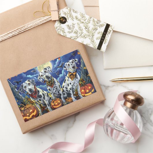 Dalmatiner Halloween Spooky Rechteckiger Aufkleber (Schenken)