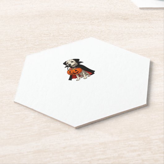 Dalmatiner Halloween Vampire Hund mit Pumpkin Bask Untersetzer (angewinkelt)