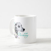 Dalmatiner Happy Birthday Kaffeetasse (Vorderseite Links)