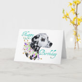 Dalmatiner Happy Birthday Karte (Gelbe Blume)