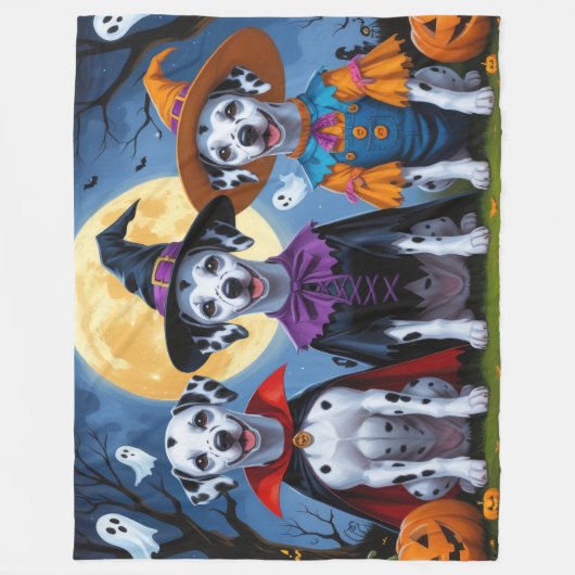 Dalmatiner Hogs Pumpkin Halloween Funny Fleecedecke (Vorderseite)