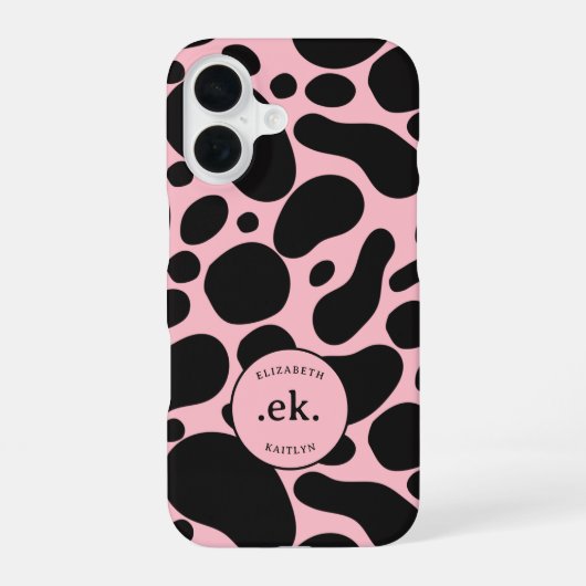 Dalmatiner-Hund abstrakt Muster Blush Pink Monogra iPhone 16 Hülle (Rückseite)