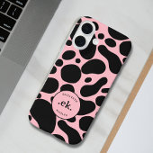 Dalmatiner-Hund abstrakt Muster Blush Pink Monogra iPhone 16 Hülle