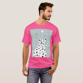 Dalmatiner Hund Abstrakte Illustration Art Pink T-Shirt (Vorne ganz)