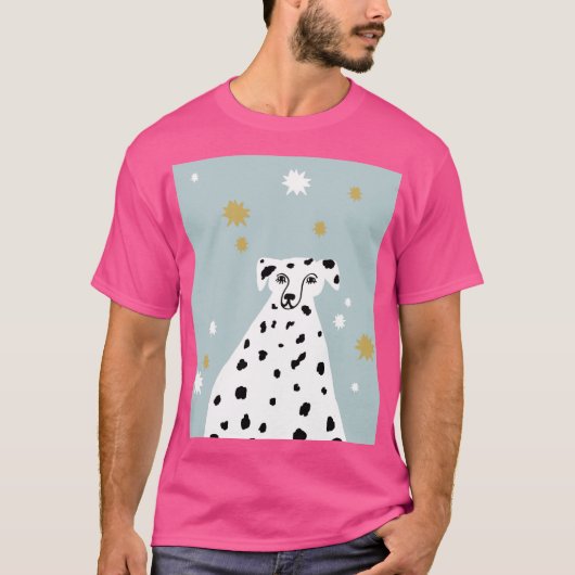 Dalmatiner Hund Abstrakte Illustration Art Pink T-Shirt (Vorderseite)