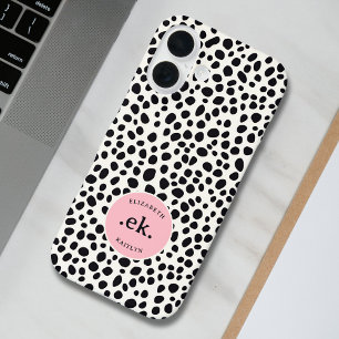 Dalmatiner-Hund abstraktes Muster Blush Pink Monog iPhone 16 Hülle