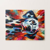 Dalmatiner Hund Akrylprint | Farblich | Lebhaft Puzzle (Horizontal)
