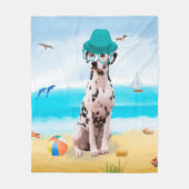 Dalmatiner Hund am Strand Fleecedecke (Vorderseite)