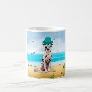 Dalmatiner Hund am Strand Kaffeetasse