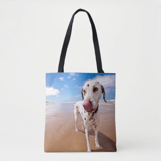 Dalmatiner-Hund auf Strand Tasche (Vorderseite)