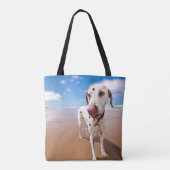 Dalmatiner-Hund auf Strand Tasche (Rückseite)
