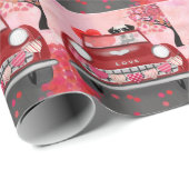 Dalmatiner Hund Auto mit Herzvalentiner Geschenkpapier (Rolleneckpunkt)