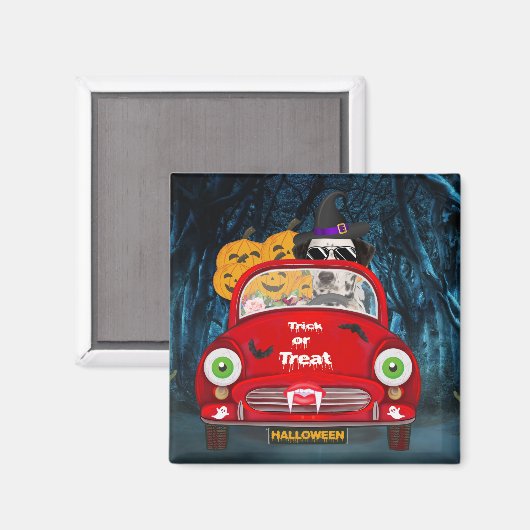 Dalmatiner Hund Autofahren Auto Beängstigend Hallo Magnet (Vorderseite/Rückseite)