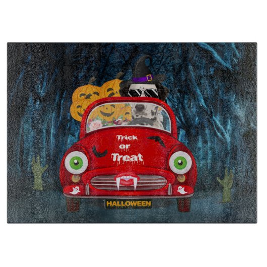 Dalmatiner Hund Autofahren Auto Beängstigend Hallo Schneidebrett (Vorderseite)