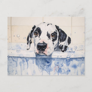 Dalmatiner Hund Bath Time Malerei Postkarte