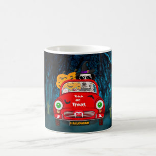 Dalmatiner Hund fährt Auto Gruseliges Halloween Kaffeetasse