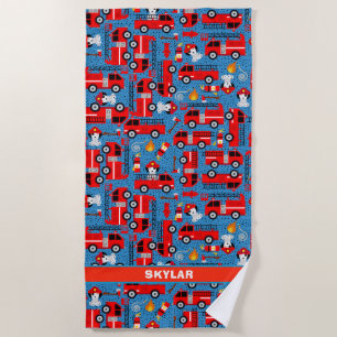 Dalmatiner Hund Feuerwehrleute Personalisierten Strandtuch