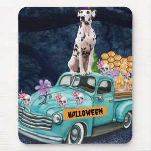 Dalmatiner-Hund Halloween-LKW Gruselige Nacht Mousepad