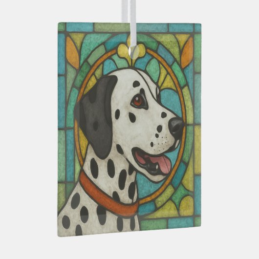 Dalmatiner Hund "Hartglas" Glas Ornam Ornament Aus Glas (Vorderseite Rechts)