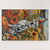 Dalmatiner Hund Herbst Ernte Erntedank Puzzle (Horizontal)