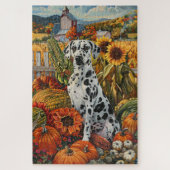 Dalmatiner Hund Herbst Ernte Erntedank Puzzle (Vertikal)