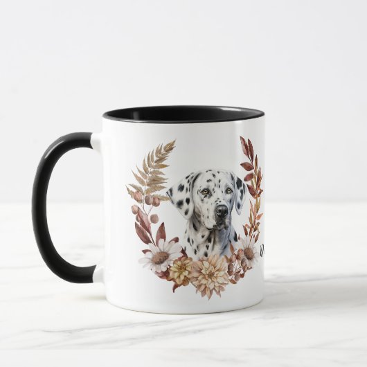 Dalmatiner Hund Herbstkranz Tasse (Links)