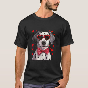 Dalmatiner Hund Herz Sonnenbrille Red Bow Krawatte T-Shirt