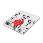 Dalmatiner Hund Herzglücklich Valentinstag Fliese (Seite)