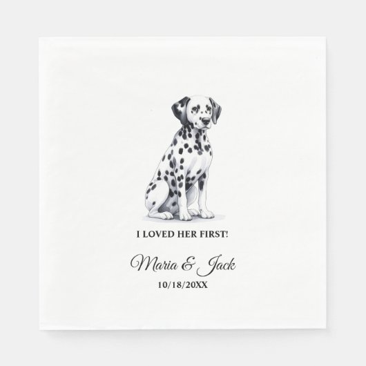Dalmatiner Hund ich liebte ihre erste Hochzeit Serviette (Vorderseite)