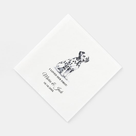 Dalmatiner Hund ich liebte ihre erste Hochzeit Serviette (Ecke)