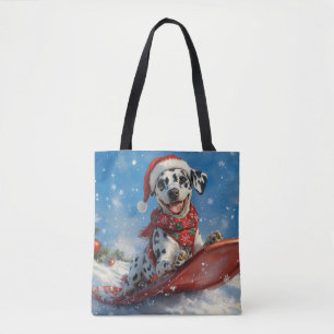 Dalmatiner-Hund im Schlitten Lass es schneien Weih Tasche