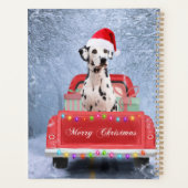 Dalmatiner Hund im Schnee sitzen im Weihnachtswage Planer (Rückseite)