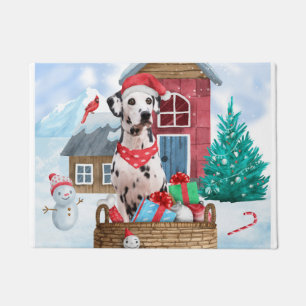 Dalmatiner Hund im Schnee Weihnachtshundehaus Fußmatte