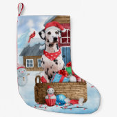Dalmatiner Hund im Schnee Weihnachtshundehaus Kleiner Weihnachtsstrumpf (Vorderseite)