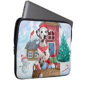 Dalmatiner Hund im Schnee Weihnachtshundehaus Laptopschutzhülle (Vorne Rechts)