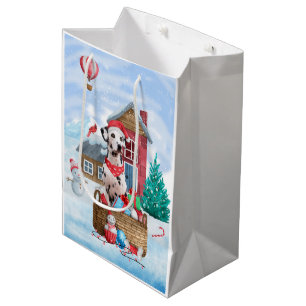 Dalmatiner Hund im Schnee Weihnachtshundehaus Mittlere Geschenktüte
