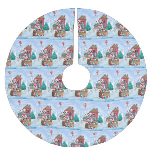 Dalmatiner Hund im Schnee Weihnachtshundehaus Polyester Weihnachtsbaumdecke