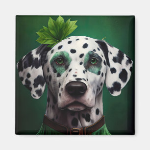 Dalmatiner-Hund im St. Patrick's Day-Kleid Magnet
