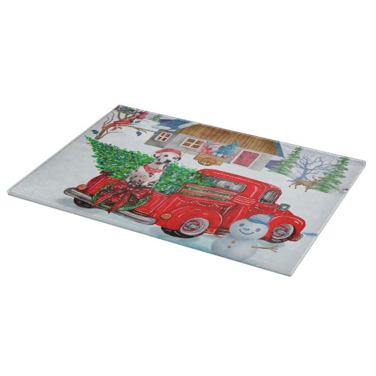 Dalmatiner Hund in der Weihnachtslieferung LKW Sch Schneidebrett (Ecke)